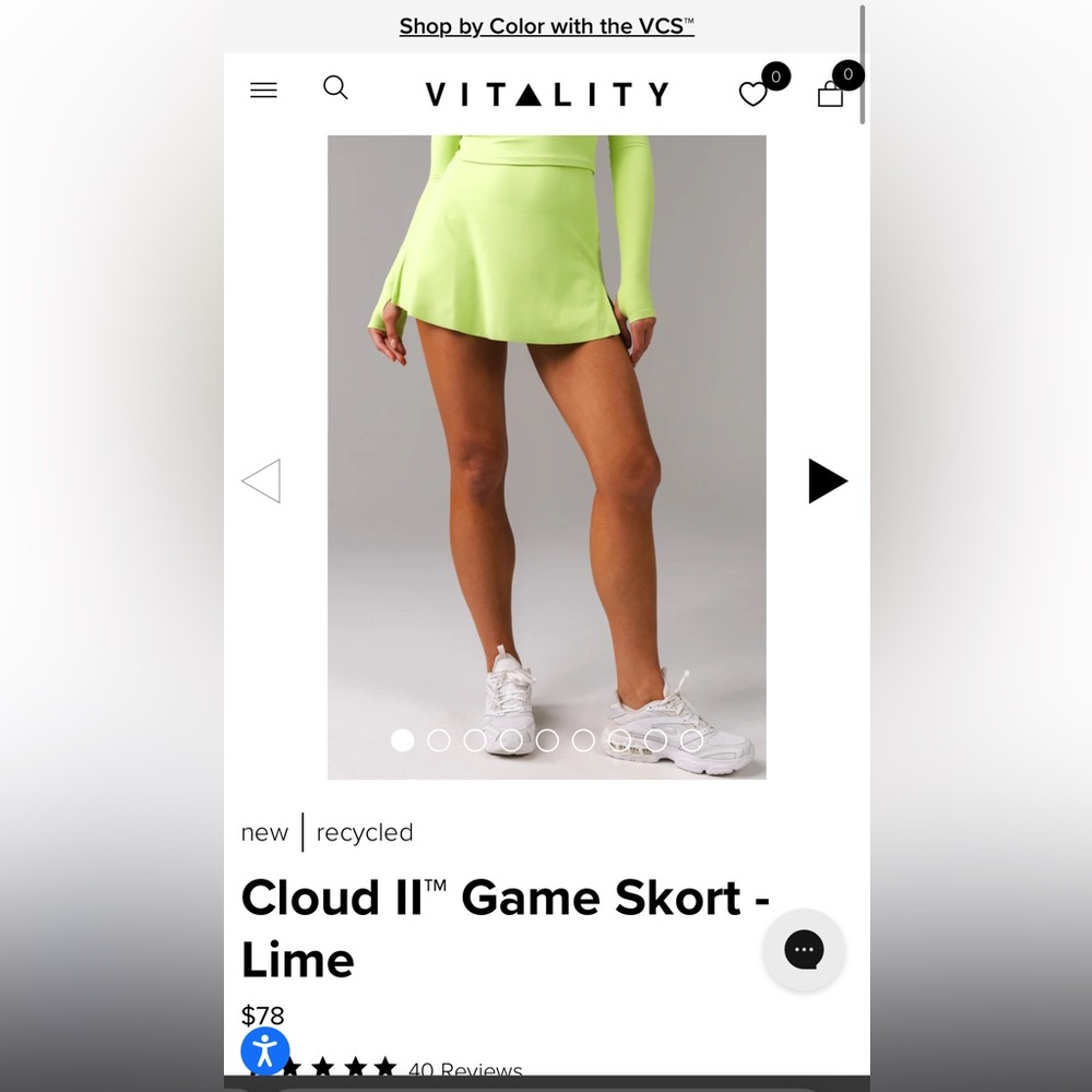 Vitality cloud II game skort - lime